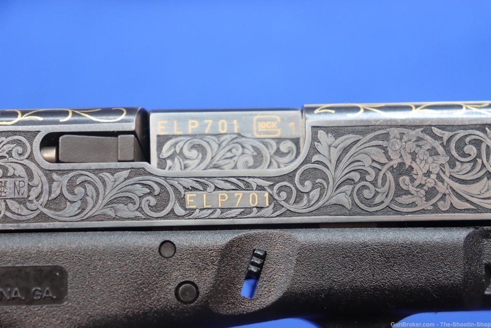 #1 of 10 Sets ELP Factory Engraved & Gold Inlaid Glock Model G19 Pistol Set-img-65