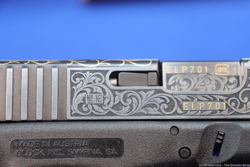 #1 of 10 Sets ELP Factory Engraved & Gold Inlaid Glock Model G19 Pistol Set-img-66