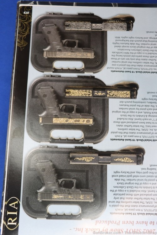 #1 of 10 Sets ELP Factory Engraved & Gold Inlaid Glock Model G19 Pistol Set-img-99