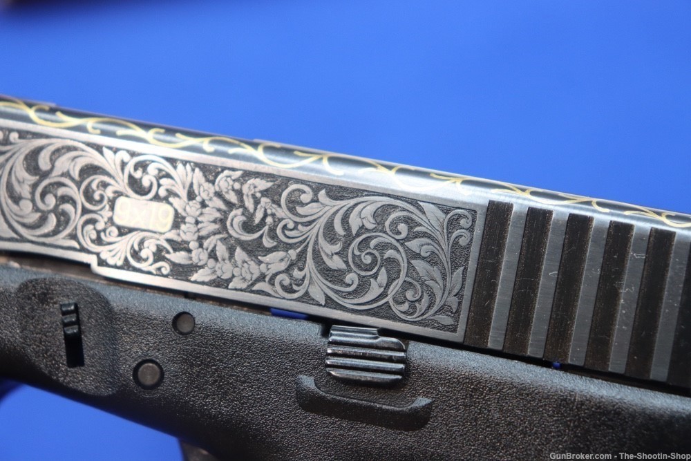#1 of 10 Sets ELP Factory Engraved & Gold Inlaid Glock Model G19 Pistol Set-img-72