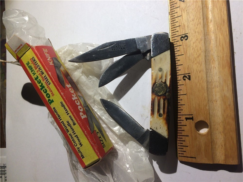 3 blade bone handle pocket knife-img-0