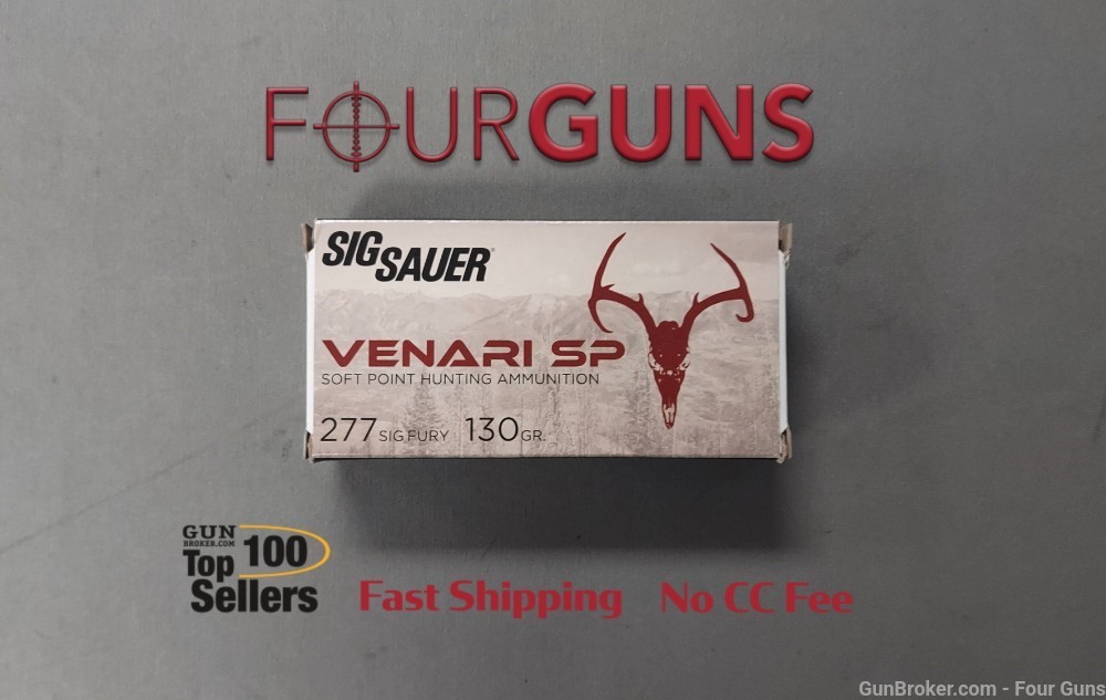 Sig Sauer Venari 277 Sig Fury 130 gr 2710 fps Soft Point 20 Bx/10 Cs-img-0