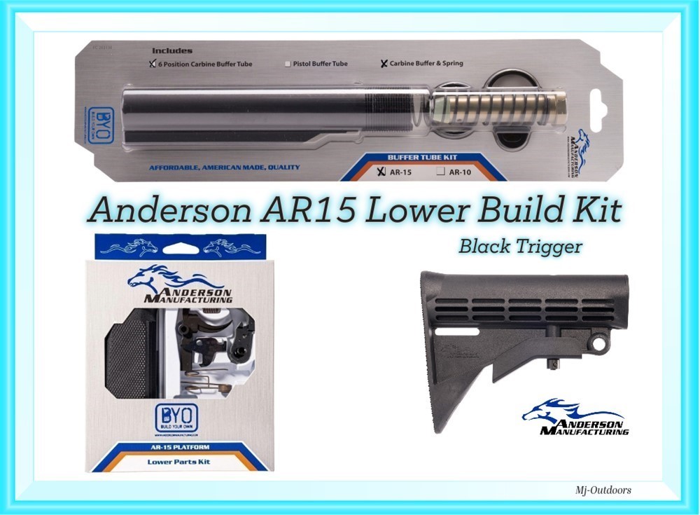 Anderson Mil-Spec Ar15 Lower Build Kit, Black LPK - Buffer Kit - Stock -img-0