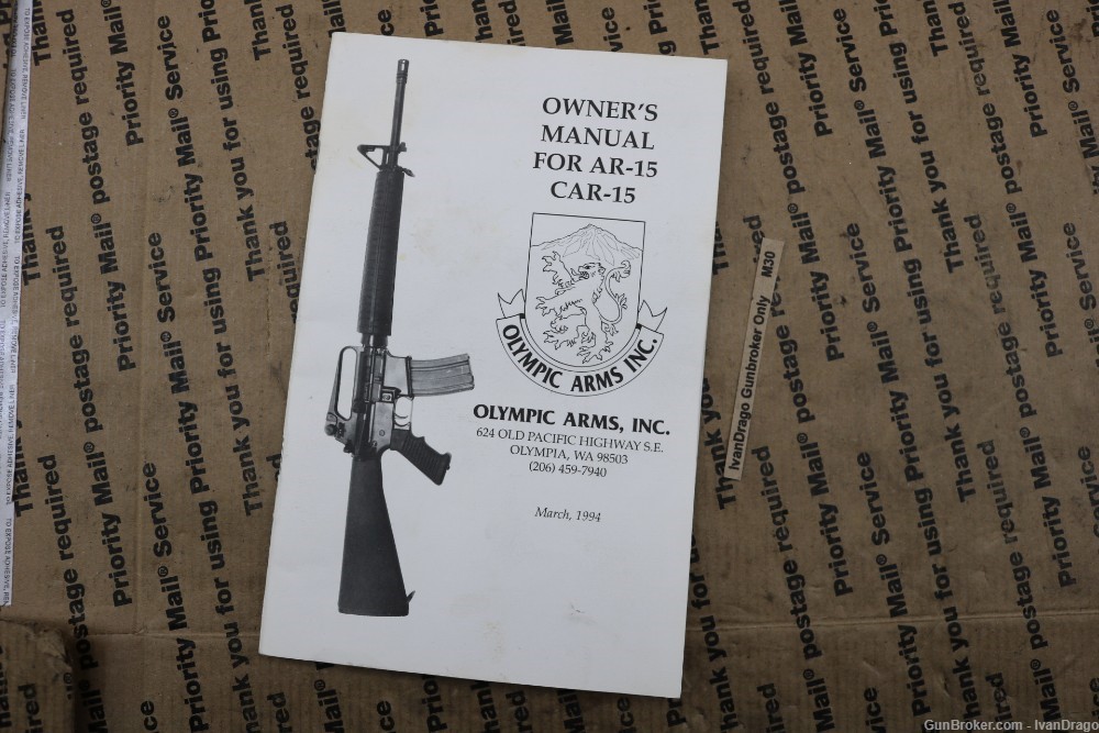 1994 Olympic Arms AR15 Instruction Manual Kit Commando XM177 Retro PREBAN-img-0