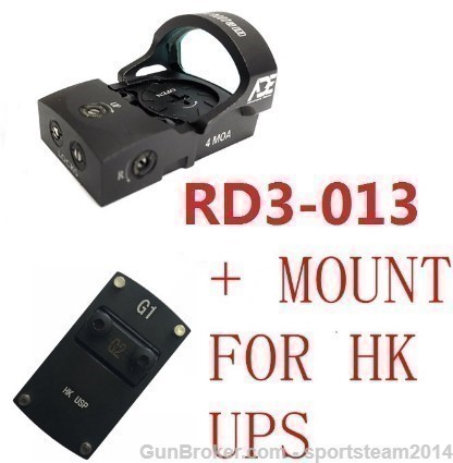RD3-013 RED Dot reflex Sight PLUS (G1) Mounting Plate for HK USP pistol -img-0