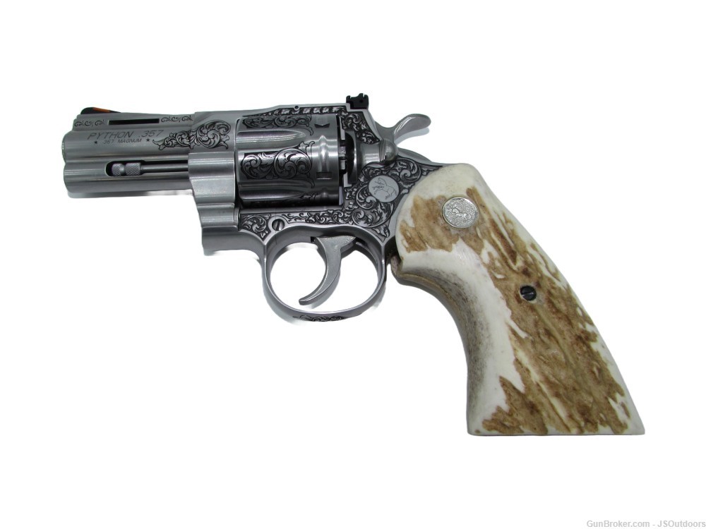 CNC Firearms Colt Python .357 Mag 3" Bbl Stainless/Stag 6 Round Firearm-img-1