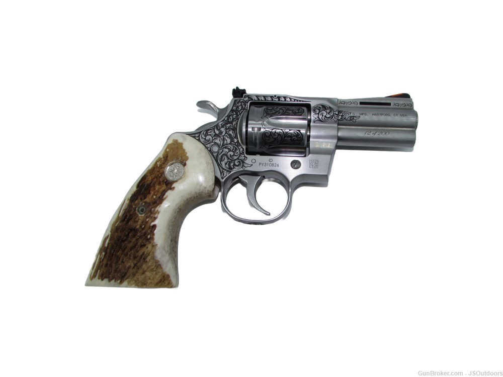 CNC Firearms Colt Python .357 Mag 3" Bbl Stainless/Stag 6 Round Firearm-img-0