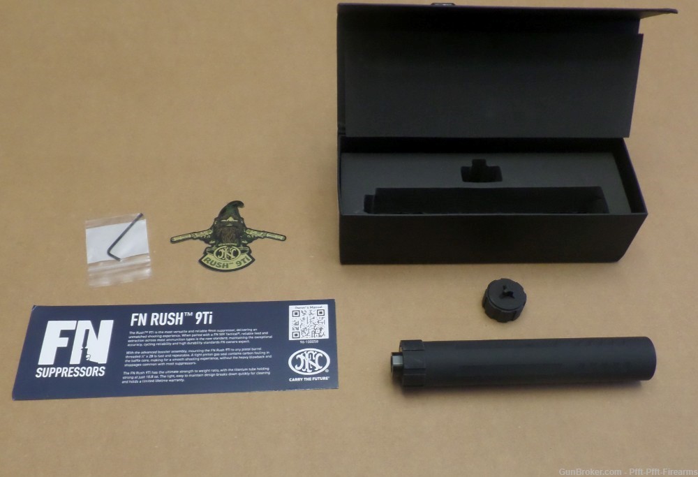 FN Rush 9Ti 9mm (96-100718) Suppressor.  1/2"x28 TPI mount with tool.-img-1
