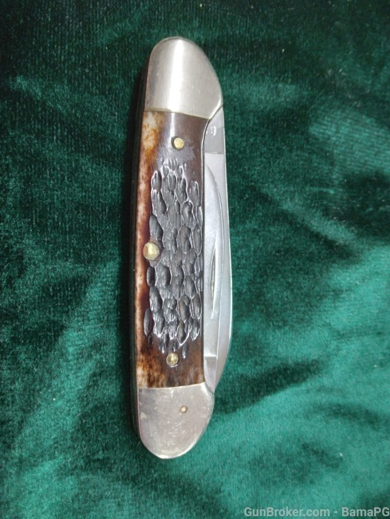 Case XX USA 3 Dot  Canoe 62131 Bone Scale Pocket Knife Blade Etched Canoe-img-1