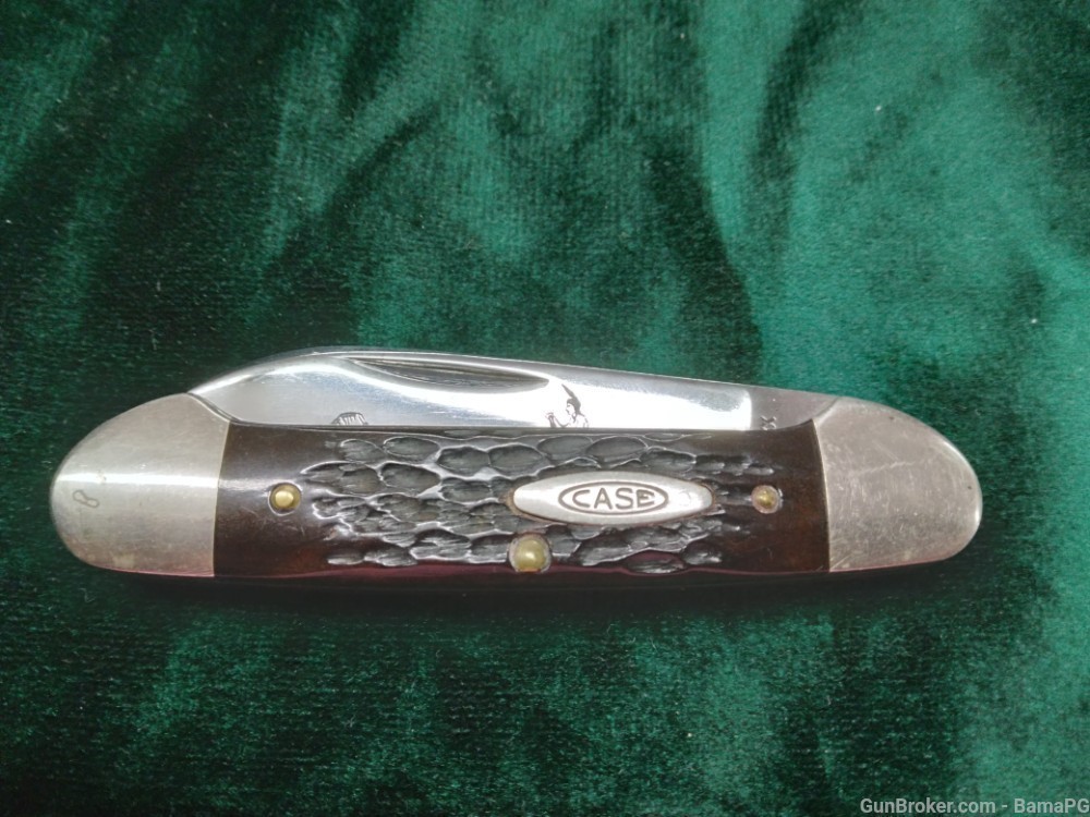 Case XX USA 3 Dot  Canoe 62131 Bone Scale Pocket Knife Blade Etched Canoe-img-0