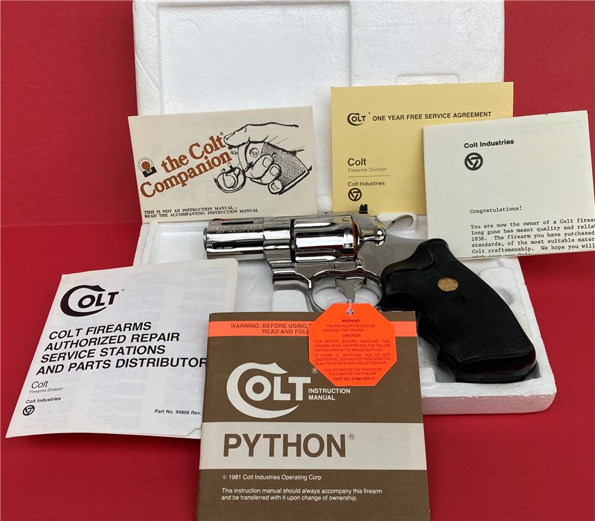 1986 Colt Python 2 1/2" Bright Stainless 150th Anniversary Unfired NIB!-img-0