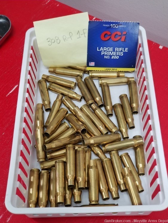 308 Win R-P Primed Cases Once-Fired RP CCI 200 Primers Qty 50-img-0