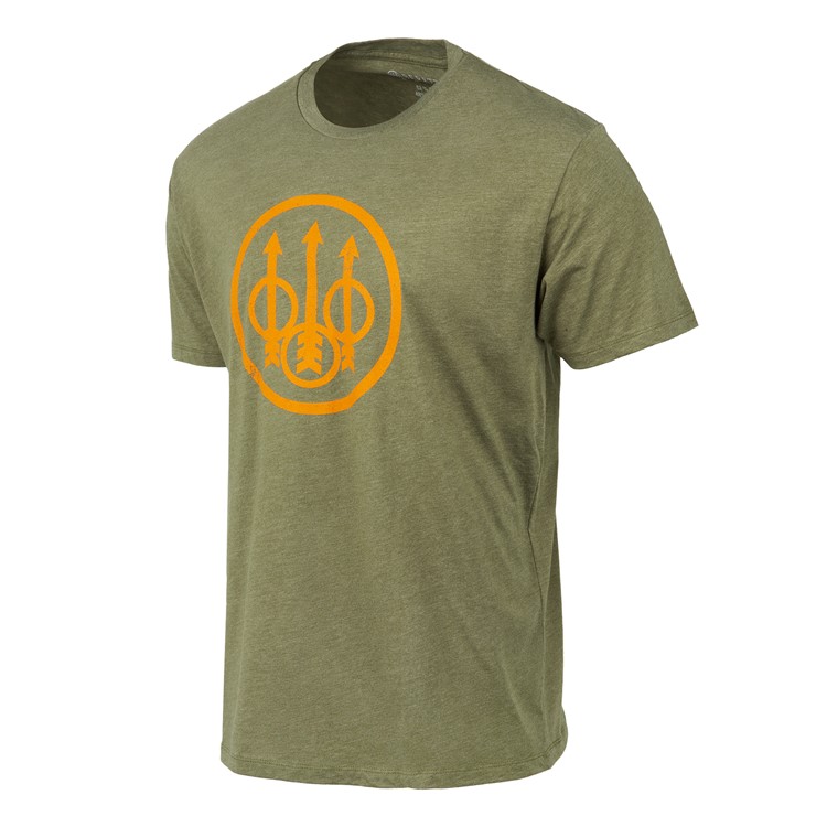 BERETTA Men Trident Logo SS T-Shirt, Color: Heather Mil Green, Size: M-img-0