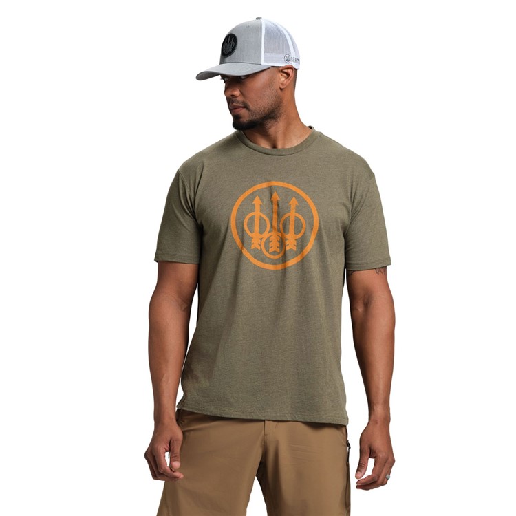BERETTA Men Trident Logo SS T-Shirt, Color: Heather Mil Green, Size: M-img-2