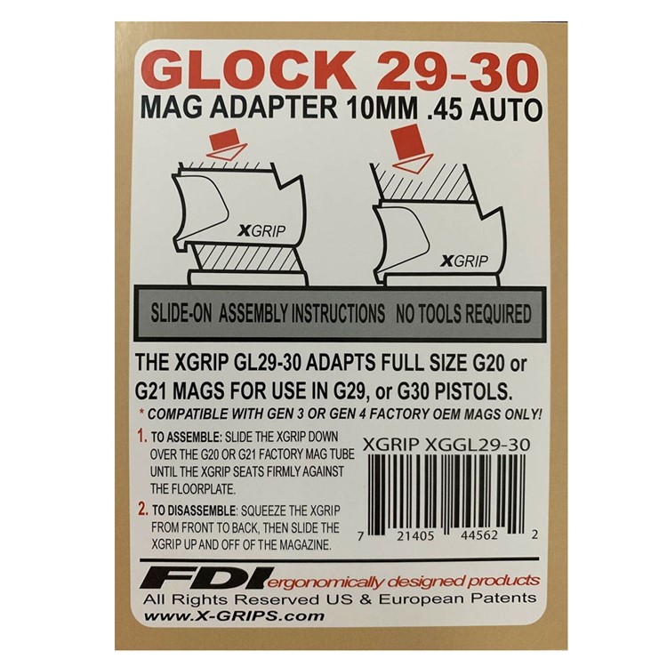 X-GRIP Magazine Adapter for Glock 29/30 (GL29-30)-img-3