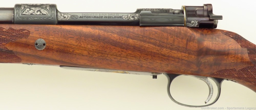 Custom FN Mauser 98 .30-06, Byron Burgess engraving, gold, 98%, layaway-img-5