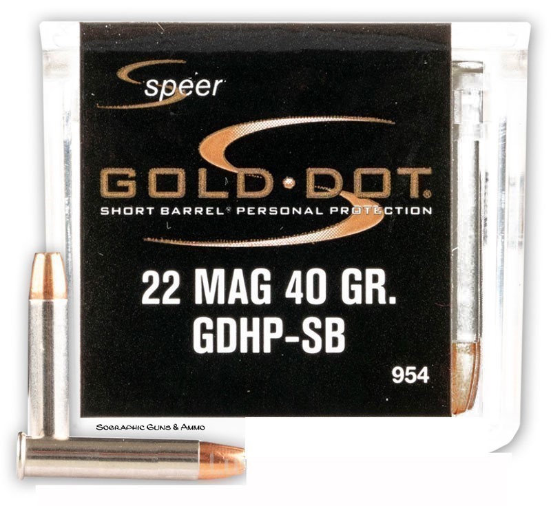 Speer Gold Dot 22 WMR MAG 22 Magnum 40 Grain WMR Protection 100 Rounds-img-1
