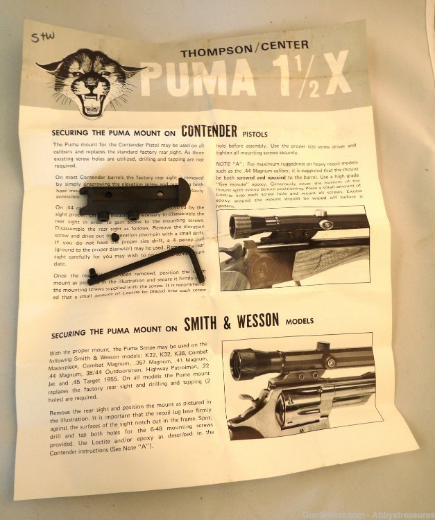 Ruger Thomson Center Smith Wesson Puma mount instruction sheet factory-img-0