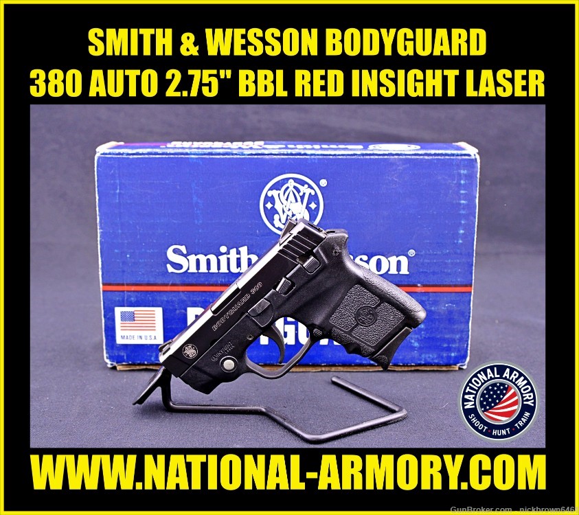 SMITH & WESSON BODYGUARD 380 AUTO 2.75" BBL RED LASER BOX/CASE 2 MAGS-img-0