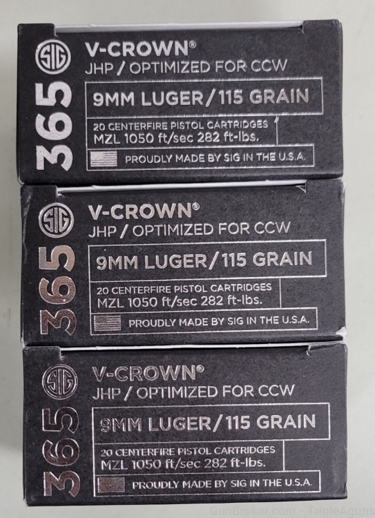 9MM Sig Sauer V-Crown 365 115gr jhp lot of 60rds E A1-365-20-img-0