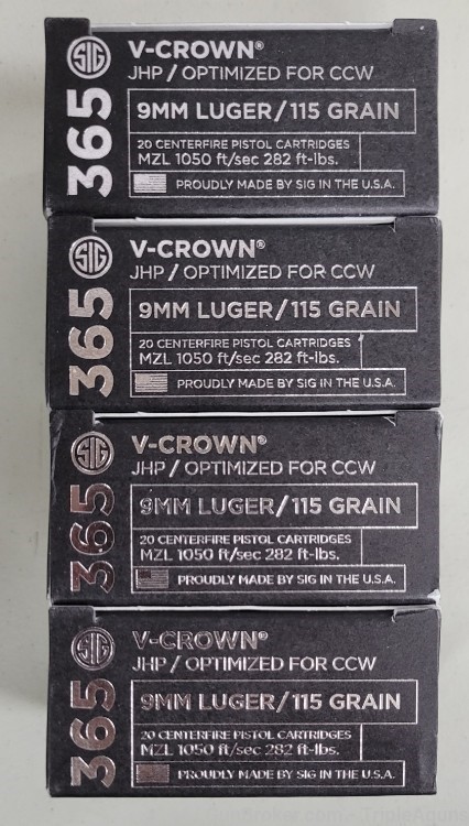 9MM Sig Sauer V-Crown 365 115gr jhp lot of 80rds E A1-365-20-img-0
