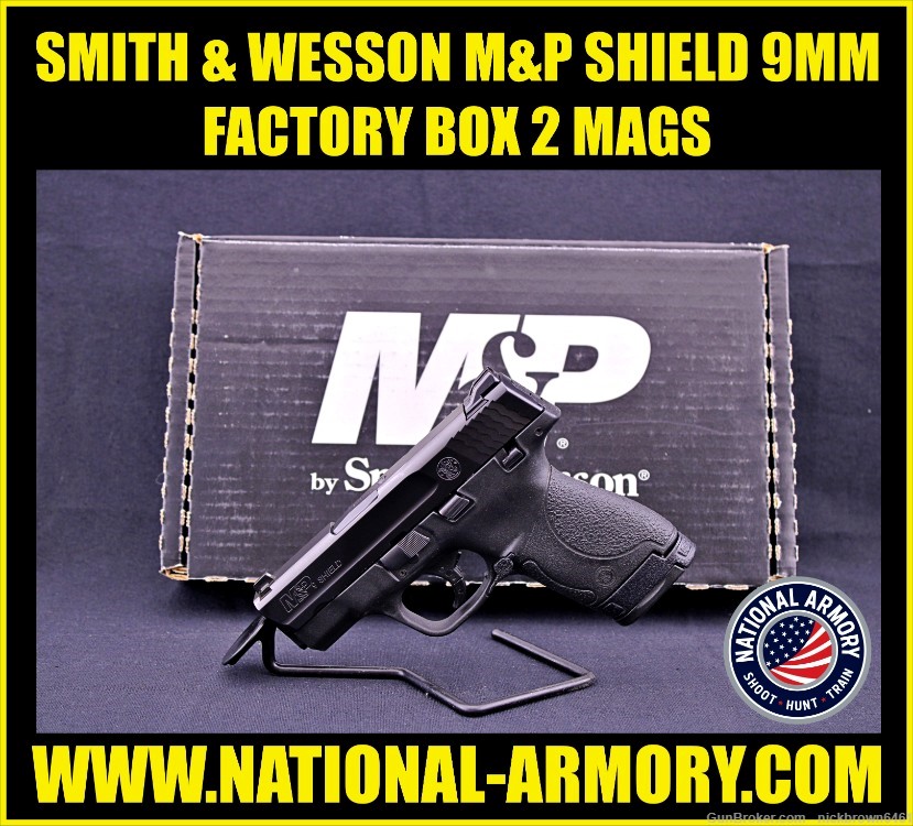 SMITH & WESSON M&P SHIELD 9MM 3.125" FACTORY BOX 2 MAGS S&W MP SAFETY-img-0