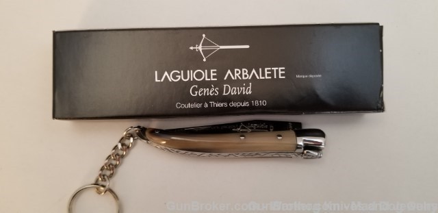 LAGUIOLE ARBALETE Knife w/Key Chain. Horn. L88-img-8