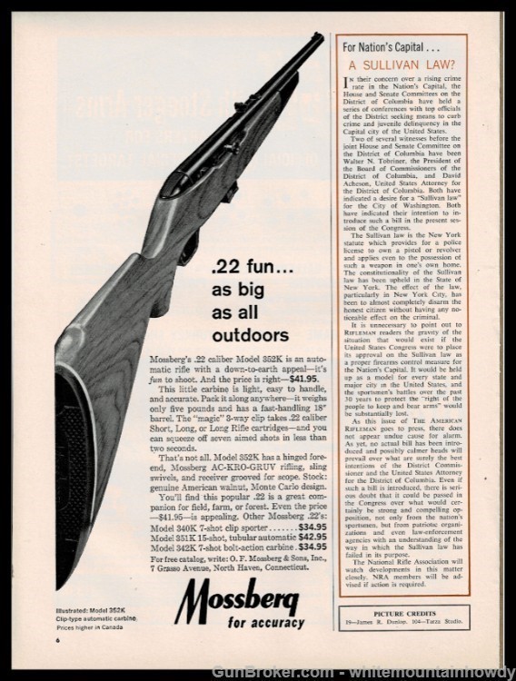 1963 MOSSBERG Model 352K .22 Rifle PRINT AD-img-1