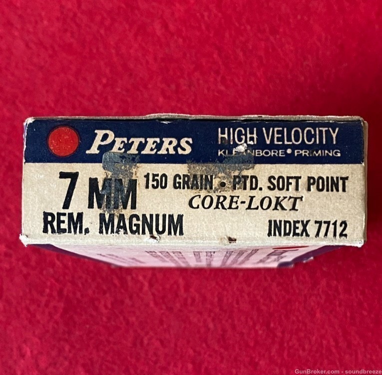 VINTAGE FULL BOX 1960S PETERS 7MM REM. MAGNUM AMMO 150GR SOFT POINT -img-6