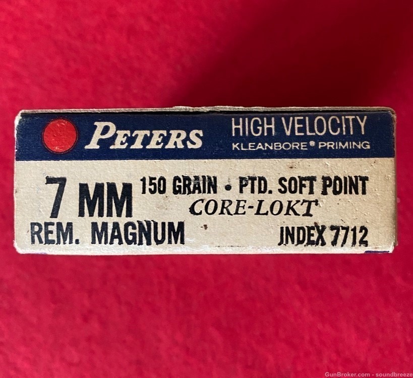 VINTAGE FULL BOX 1960S PETERS 7MM REM. MAGNUM AMMO 150GR SOFT POINT -img-4