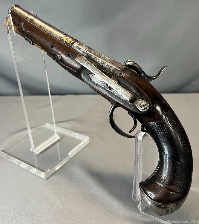 260+ years old Bustindui Cap & Ball Spanish Antique Service Pistol -img-3