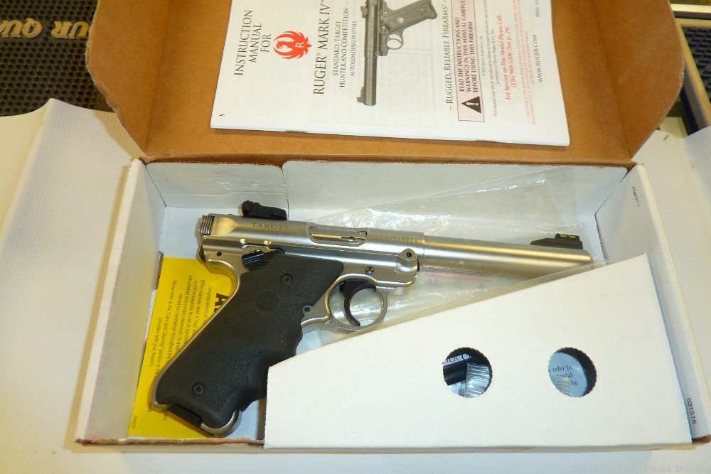 RUGER MARK IV TARGET 22 CAL 5.5" BBL STAINLESS PISTOL USED.-img-0
