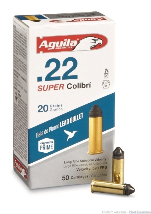 22 LR 22LR Aguila 22 long rifle super Colibri 590 fp 50 rds RARE no cc fee-img-0