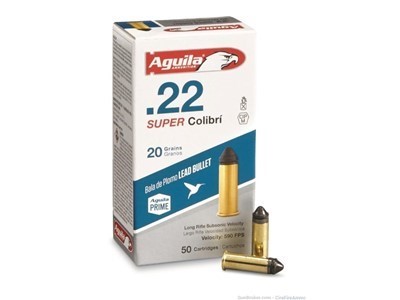22 LR 22LR Aguila 22 long rifle super Colibri 590 fp 50 rds RARE no cc fee