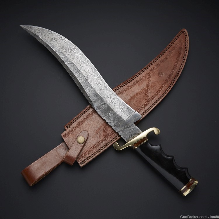 CUSTOM HANDMADE BOWIE KNIFE DAMASCUS STEEL 18 INCH QK65-img-1