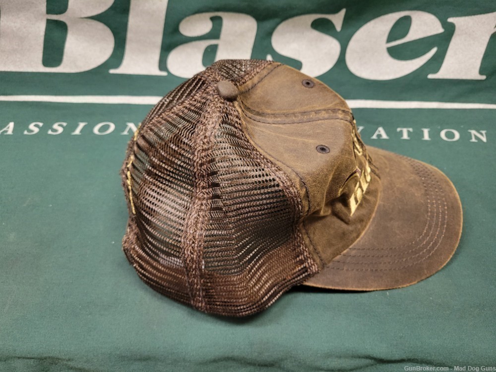 BLASER LOGO HAT. BROWN WAXED CANVAS FRONT, MESH BACK -img-1