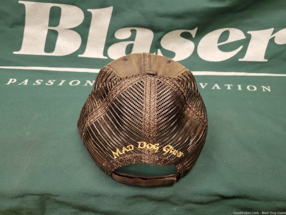 BLASER LOGO HAT. BROWN WAXED CANVAS FRONT, MESH BACK -img-2