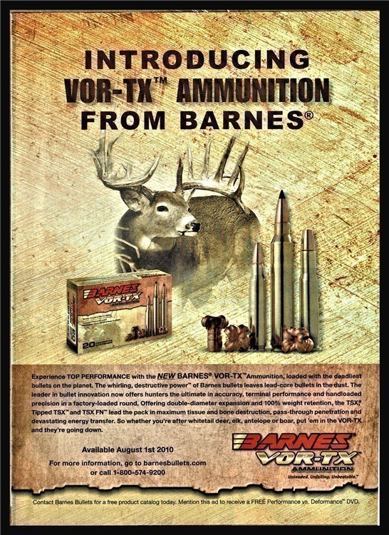 2010 BARNES VOR-TX Ammunition Deer Hunting Collectible PRINT AD-img-0