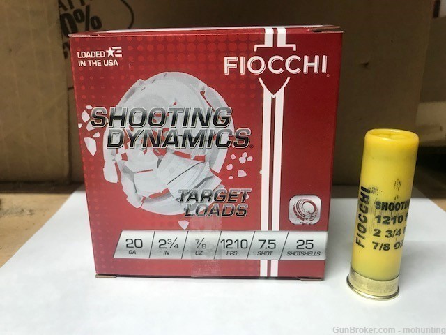 Fiocchi 20SD75 20ga 2 3/4 in. 7/8oz 7.5 shot 250 Rounds Target Load-img-0