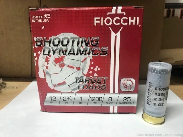 Fiocchi 12SD1H8 12ga 2 3/4 in. 1oz 8 shot 250 Rounds Target Load-img-0