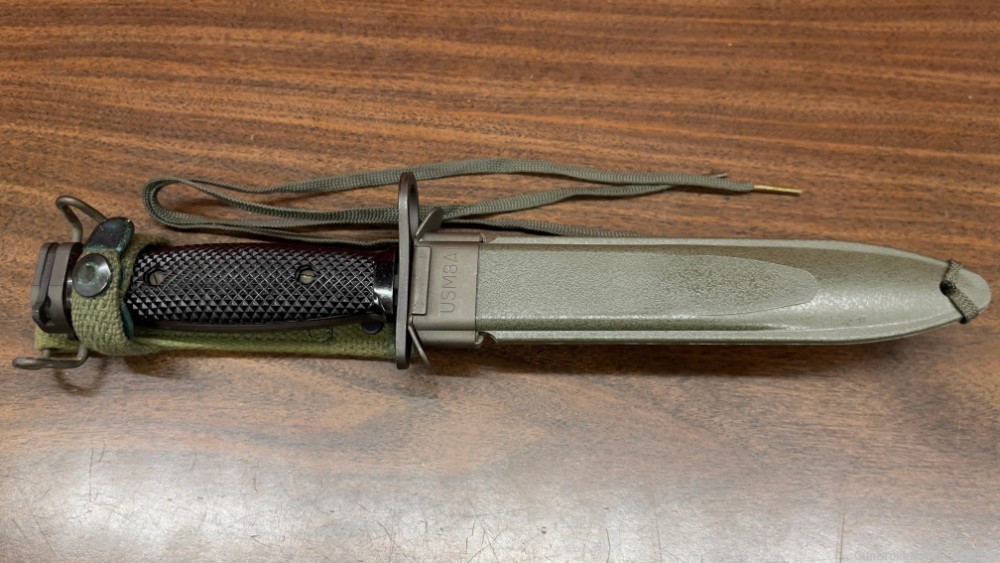 USGI Colt M7 US M8A1 62316 OD Green Crinkle Pattern Scabbard M16 Bayonet-img-16