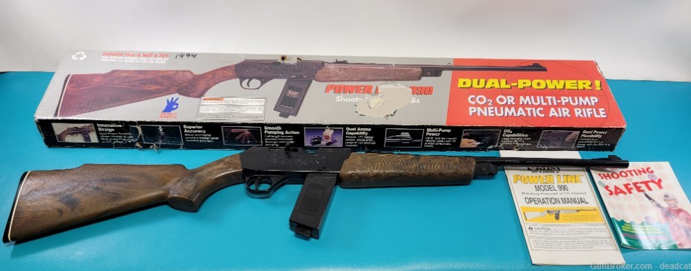 Fine Daisy Model 990 Air Rifle Pellet BB Factory Box Papers CO2 & Pump !-img-0