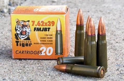 500 Rounds of 7.62x39 124gr FMJ BT Golden Tiger Ammo-img-0