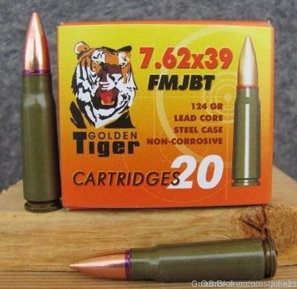 500 Rounds of 7.62x39 124gr FMJ BT Golden Tiger Ammo-img-1
