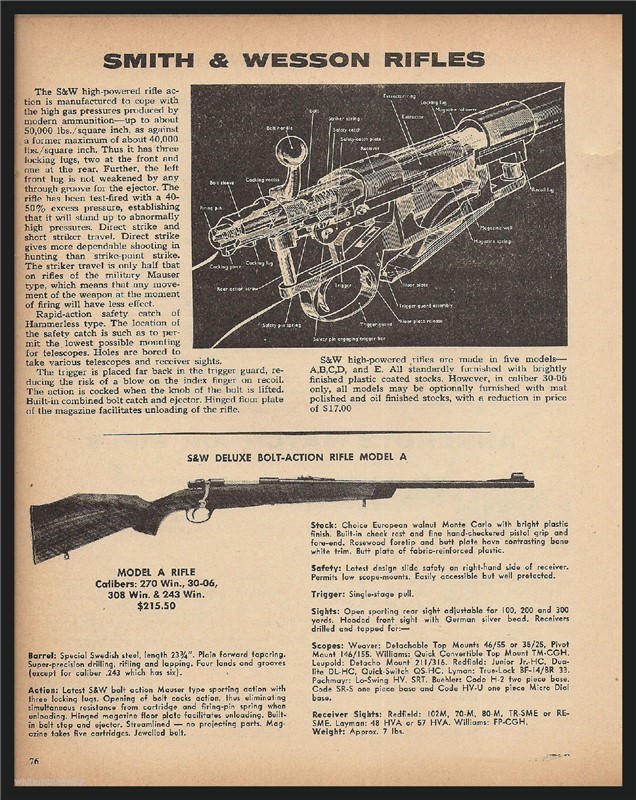 1971 SMITH & WESSON Model A Rifle PRINT AD-img-0