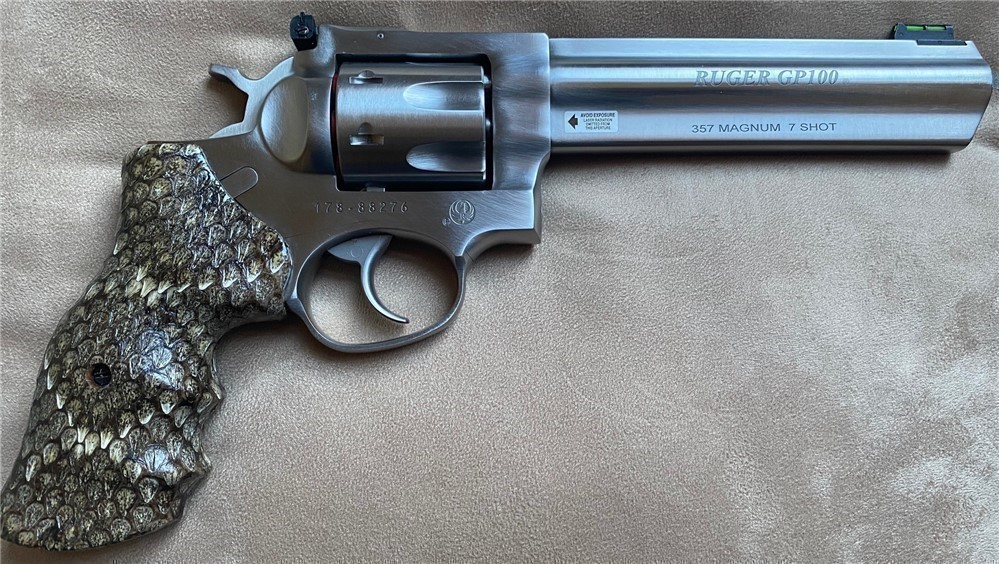 Rattlesnake Skin Grips for Ruger GP100 .357 Magnum Revolver GRIPS ONLY-img-0