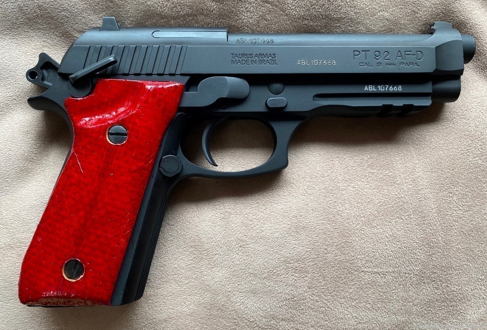 Genuine Red Sea Snake skin grips for Taurus PT 92 99 GRIPS ONLY-img-0