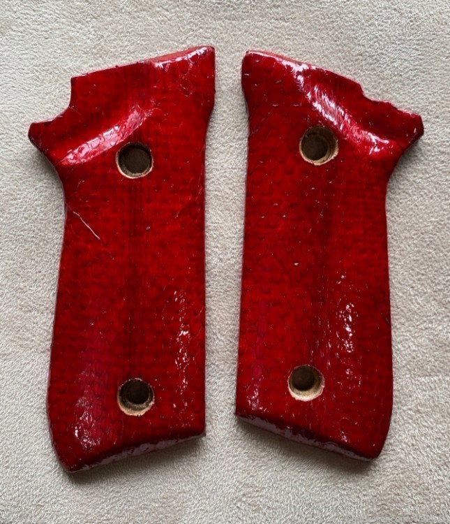 Genuine Red Sea Snake skin grips for Taurus PT 92 99 GRIPS ONLY-img-2
