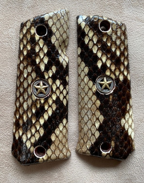 Genuine Python Skin Grips w/Medallions for Llama .45 IX-A GRIPS ONLY-img-2