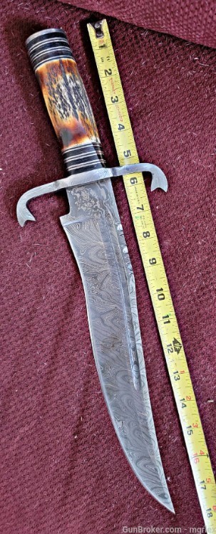 Damascus STAG BOWIE knife -img-2